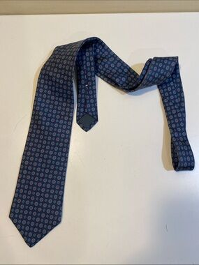 MARC LEWIS Men's Navy Blue Silk Patterned Tie